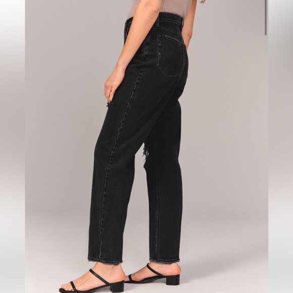 Abercrombie High Rise Dad Jeans size 26 short black distressed - Picture 3 of 15